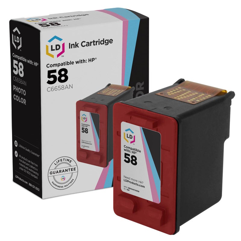 LD Remanufactured Ink Cartridge Replacement for HP 58 C6658AN (Photo Color) Compatible with Color Copier 410, Deskjet 3620v, 3650, 3650v, 3651, 3840, 3843, 3845, 3845xi, 3847, 450, 450cbi, 450ci - Image 1